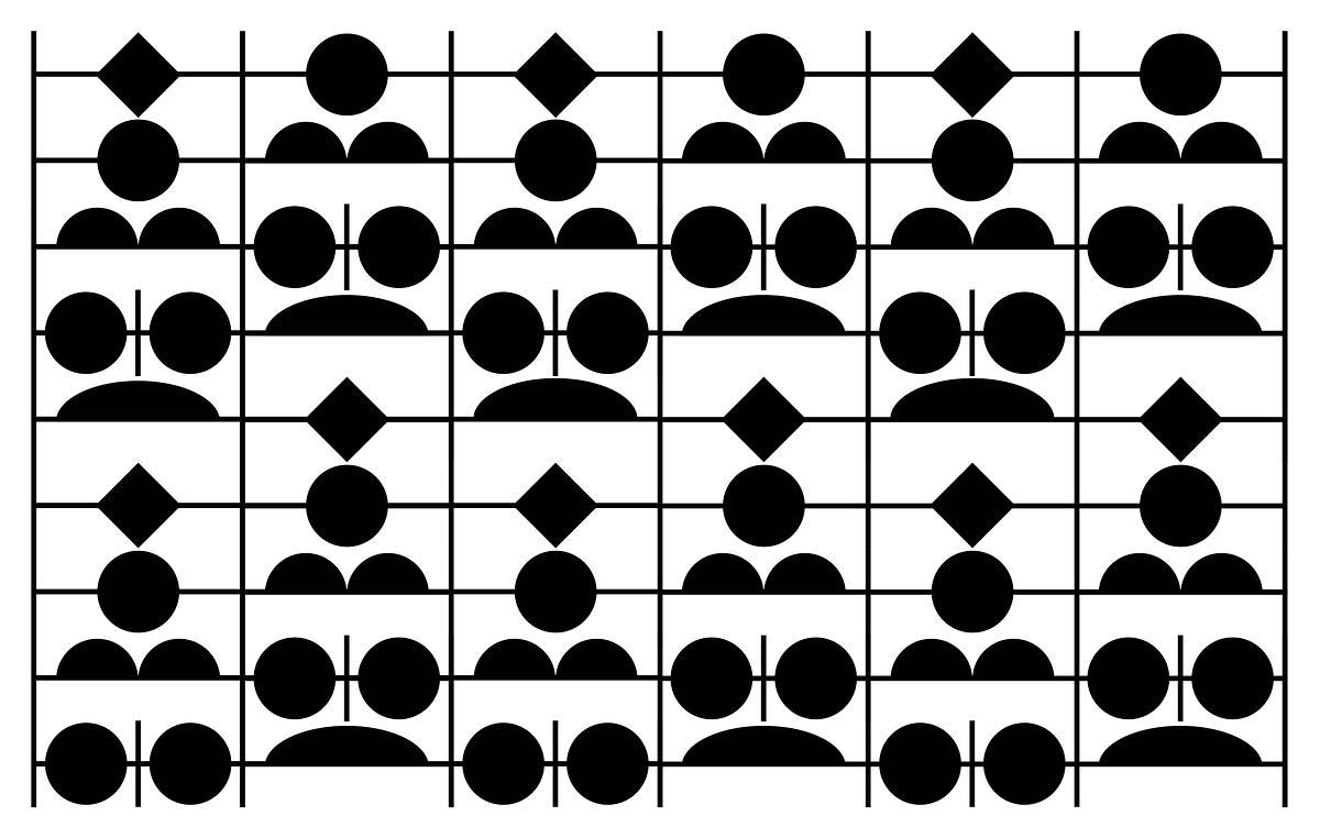 Титульное изображение для страницы события: черно-белая схема с прямоугольниками, кругами и ромбами
