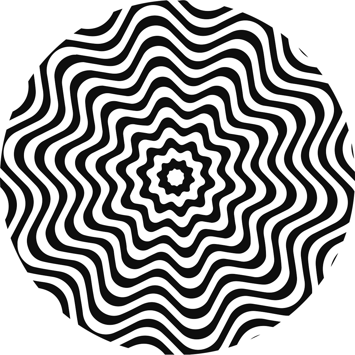 Титульное изображение для страницы события: расходящиеся от центра волнообразные черные круги на белом фоне