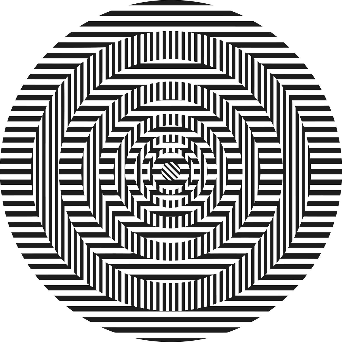 Титульное изображение для страницы события: сходящиеся к центру круги из черных горизонтальных и вертикальных линий на белом фоне
