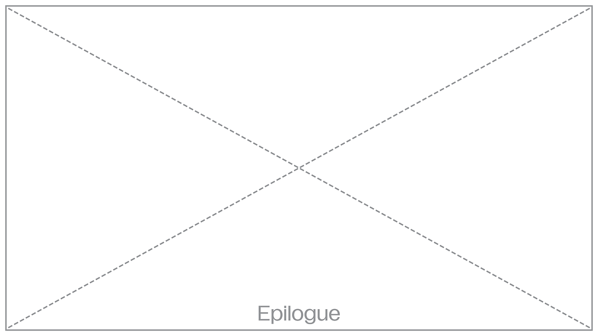 The title image of the project: a white rectangle crossed diagonally with dashed gray lines. At the bottom, the inscription is in gray "Epilogue"