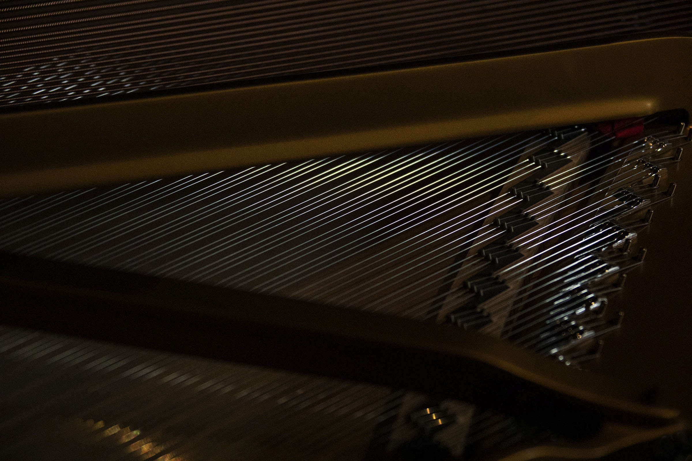 Фотография внутреннего устройства рояля крупным планом