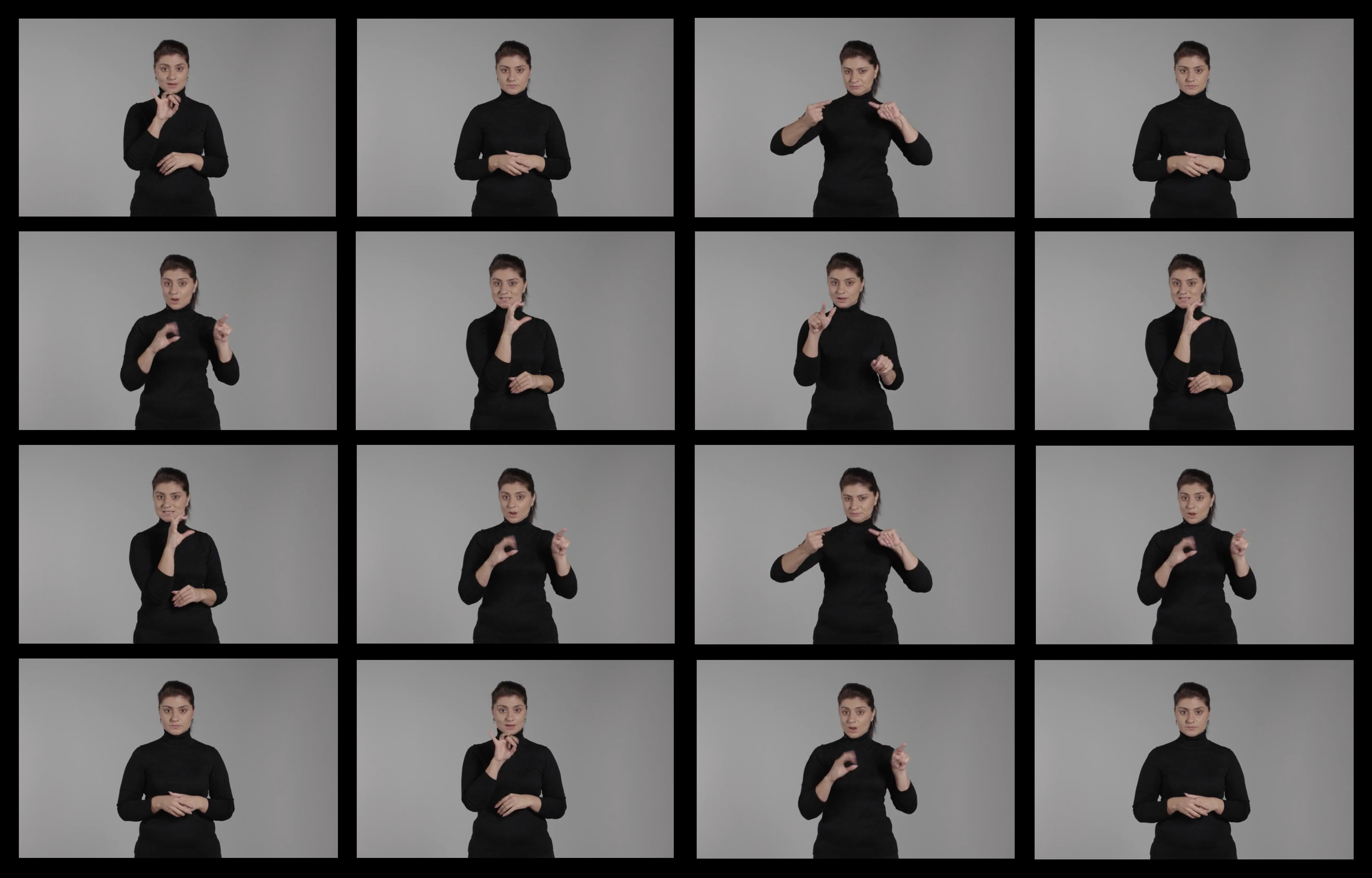  коллаж с изображениями человека, показывающего разные жесты на РЖЯ