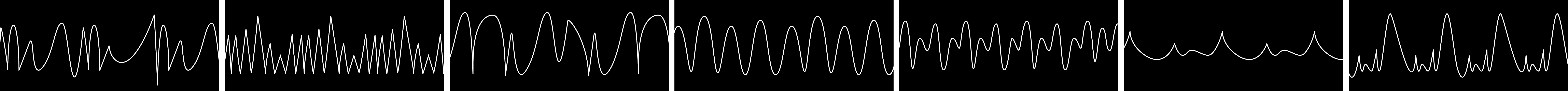 Графические изображения 7 разных звуковых волн
