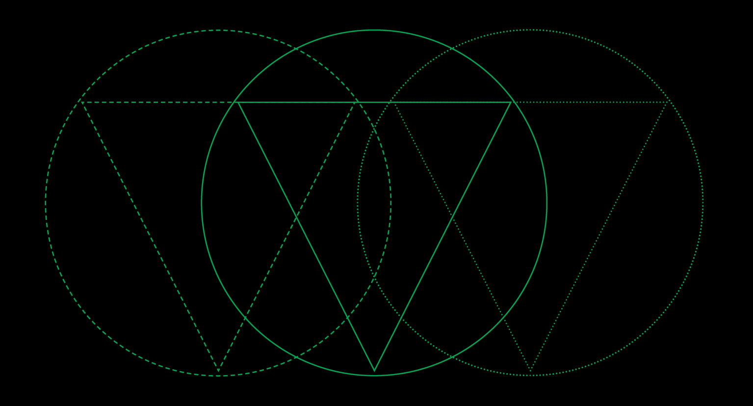Белая геометричная схема из треугольников квадратов и кругов